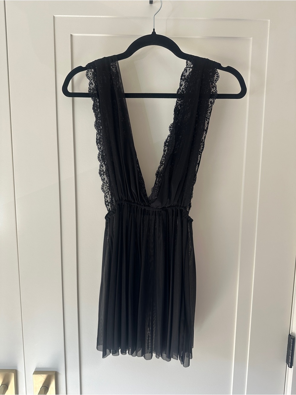 H&M Beauty Black Lace Mesh Babydoll Lingerie | Size Small